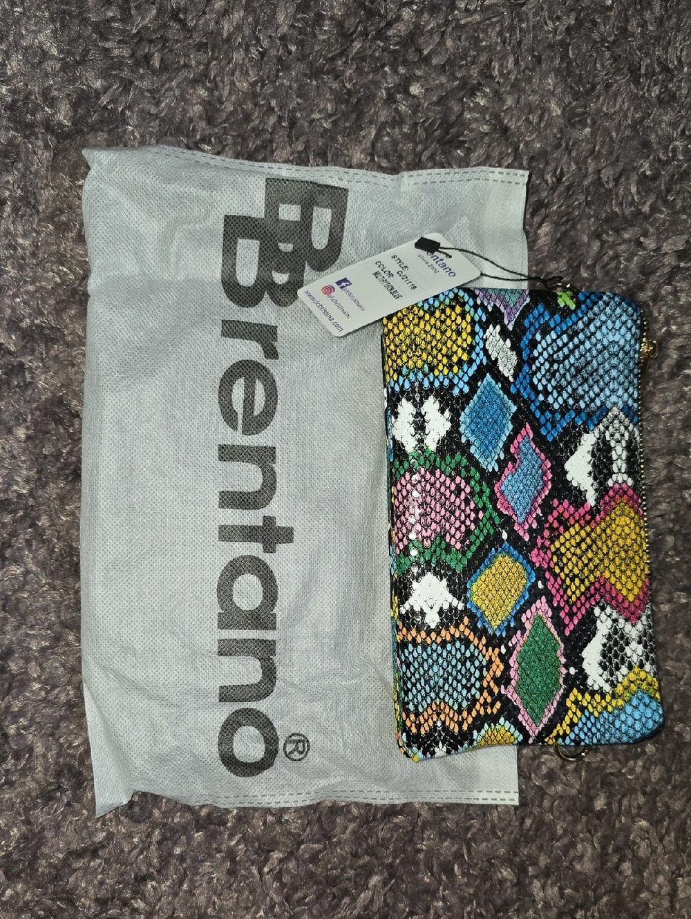 Brentano Multicolor Snake Print Wristlet New With Tags